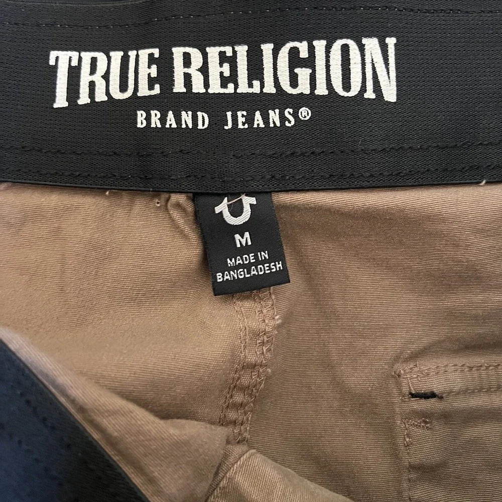 True Religion Joggers Mens Medium Khaki Cotton Tapered Fit Cargo Stretch